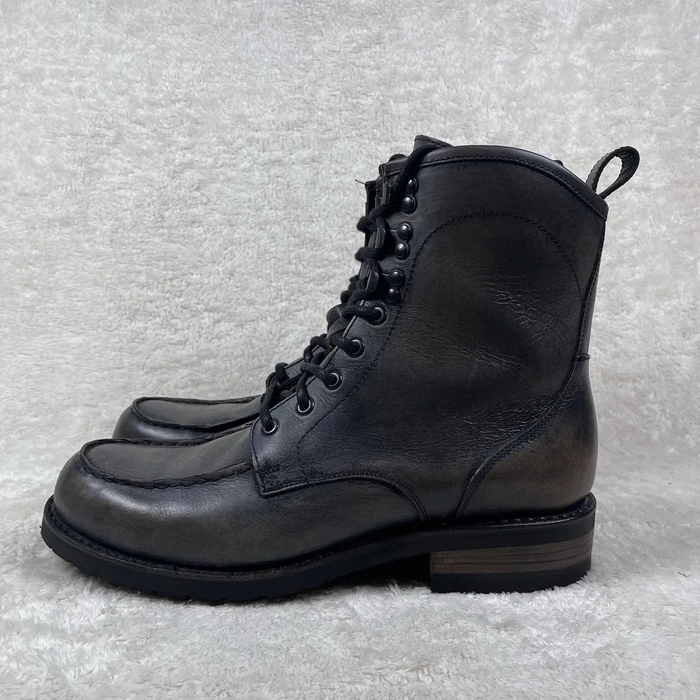 Freebird‎ Idaho Boots Mens Sz 11 Gray Leather Combat Style Distressed Side Zip